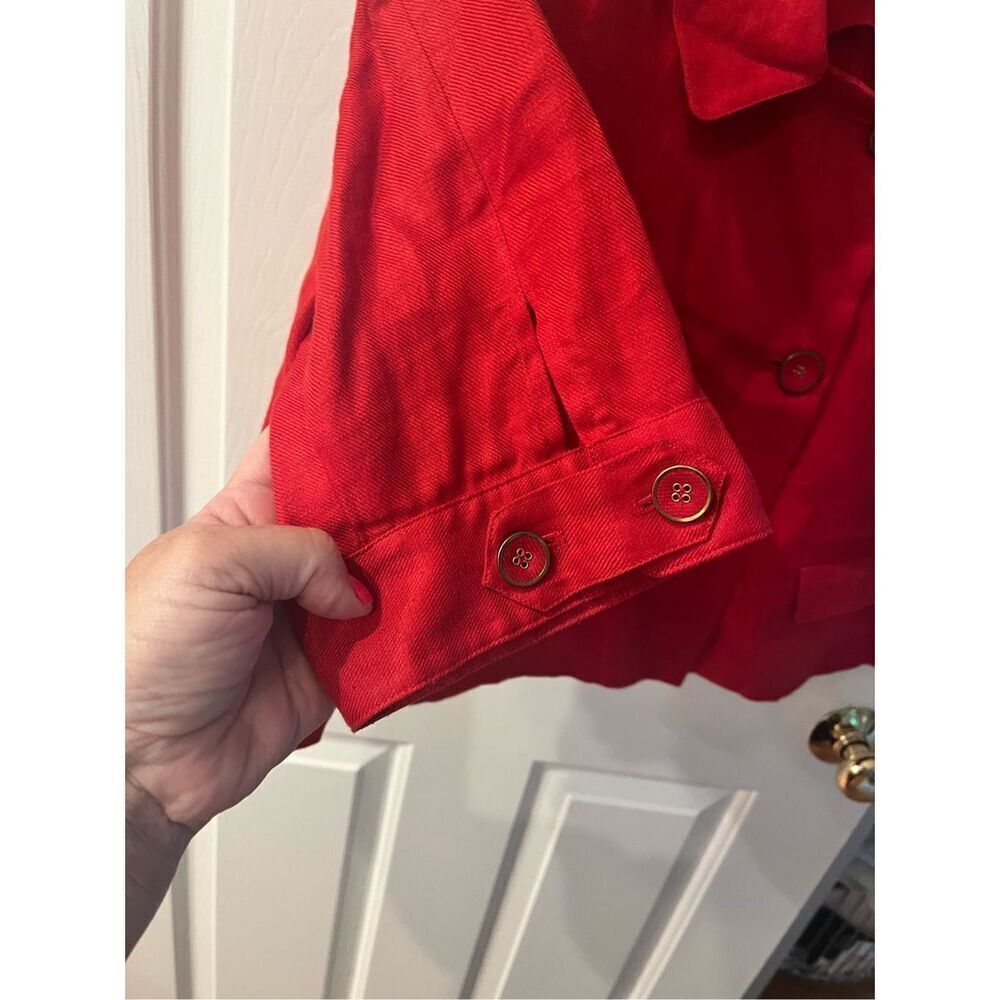 Vintage Robin Howe Red Linen Short Double Breasted Jacket sz 14 - Picture 4 of 7